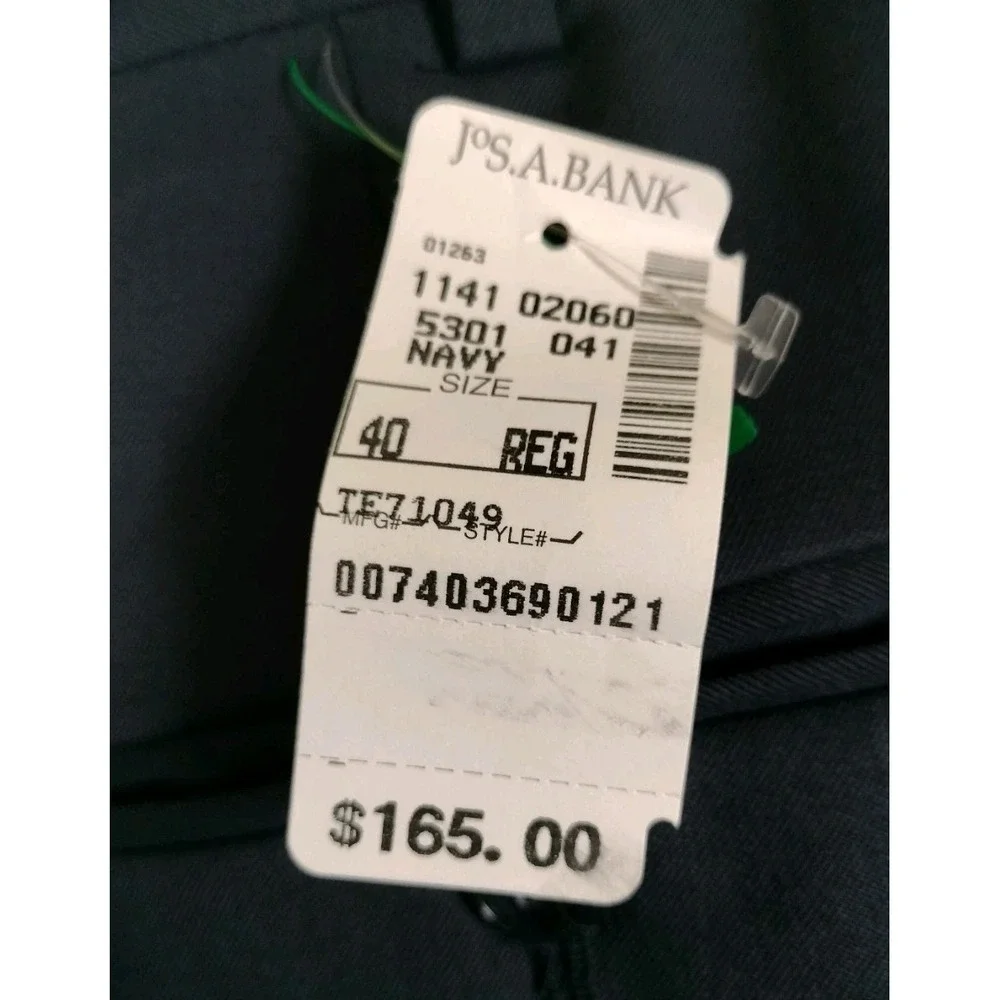 NWT Jos A Bank Executive Collection Mens Pants 40R Navy Blue 100% Wool Pleated